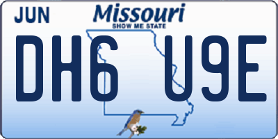 MO license plate DH6U9E