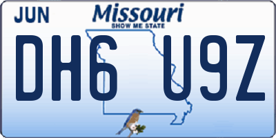 MO license plate DH6U9Z