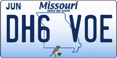 MO license plate DH6V0E