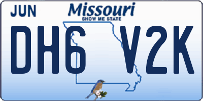 MO license plate DH6V2K
