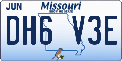 MO license plate DH6V3E
