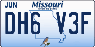MO license plate DH6V3F