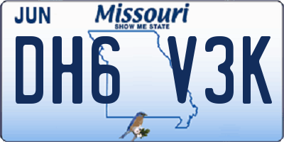 MO license plate DH6V3K