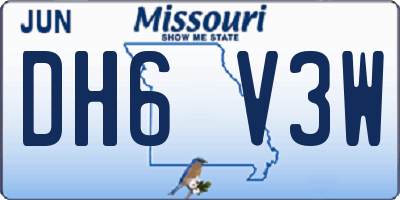 MO license plate DH6V3W