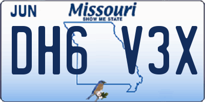 MO license plate DH6V3X