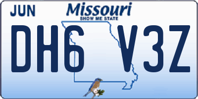 MO license plate DH6V3Z
