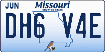 MO license plate DH6V4E