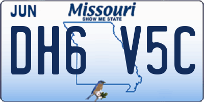 MO license plate DH6V5C