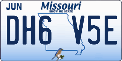 MO license plate DH6V5E