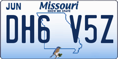 MO license plate DH6V5Z