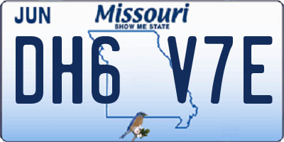 MO license plate DH6V7E