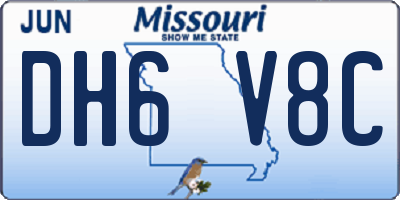 MO license plate DH6V8C