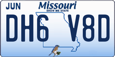 MO license plate DH6V8D