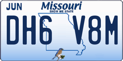MO license plate DH6V8M