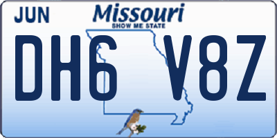 MO license plate DH6V8Z