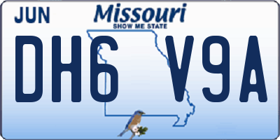 MO license plate DH6V9A