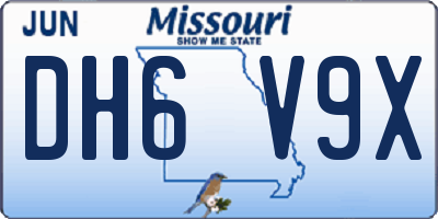 MO license plate DH6V9X