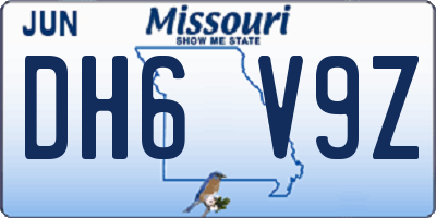 MO license plate DH6V9Z
