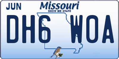 MO license plate DH6W0A