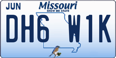 MO license plate DH6W1K