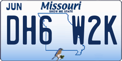MO license plate DH6W2K