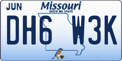 MO license plate DH6W3K