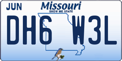 MO license plate DH6W3L