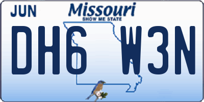 MO license plate DH6W3N