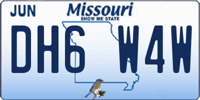 MO license plate DH6W4W
