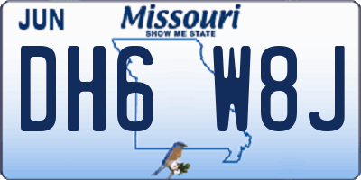 MO license plate DH6W8J