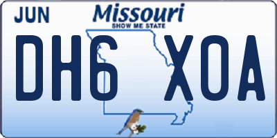 MO license plate DH6X0A