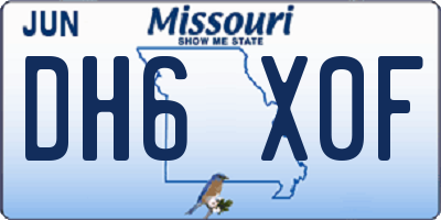 MO license plate DH6X0F