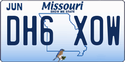 MO license plate DH6X0W