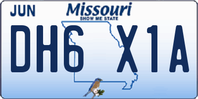 MO license plate DH6X1A