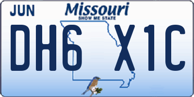 MO license plate DH6X1C