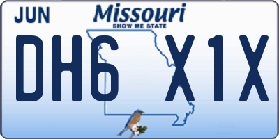 MO license plate DH6X1X