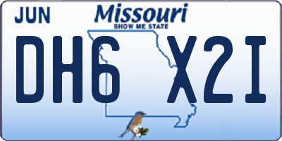 MO license plate DH6X2I