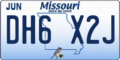 MO license plate DH6X2J