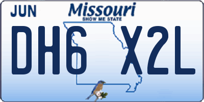 MO license plate DH6X2L
