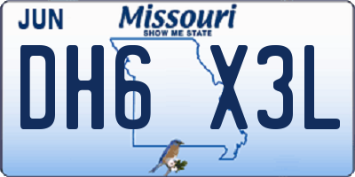 MO license plate DH6X3L