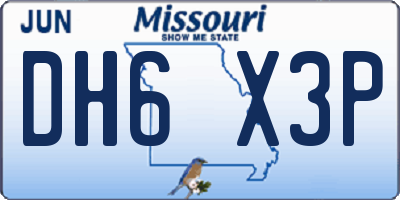 MO license plate DH6X3P