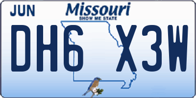 MO license plate DH6X3W