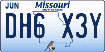 MO license plate DH6X3Y