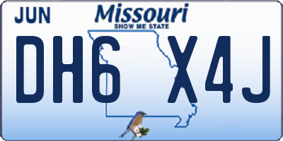 MO license plate DH6X4J