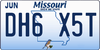 MO license plate DH6X5T