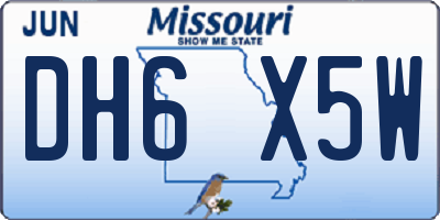 MO license plate DH6X5W