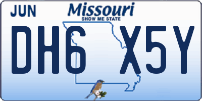 MO license plate DH6X5Y