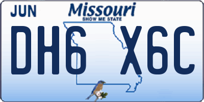 MO license plate DH6X6C