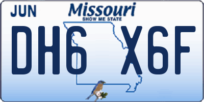 MO license plate DH6X6F