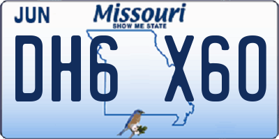 MO license plate DH6X6O